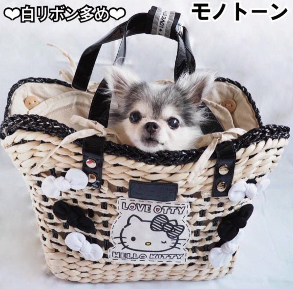 Otty Otty Hello Kitty Carry Basket Bag with Ribbon [Pet Carry Bag Celebrity  for Small Dogs]