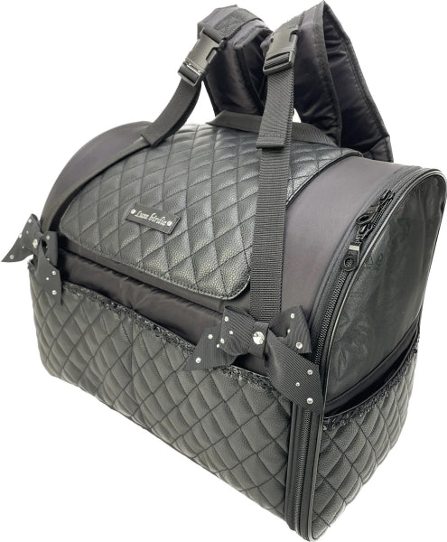 Luxe birdie Quilt Ruban Backpack BLACK [Pet carrier bag celebrity for small  dogs]