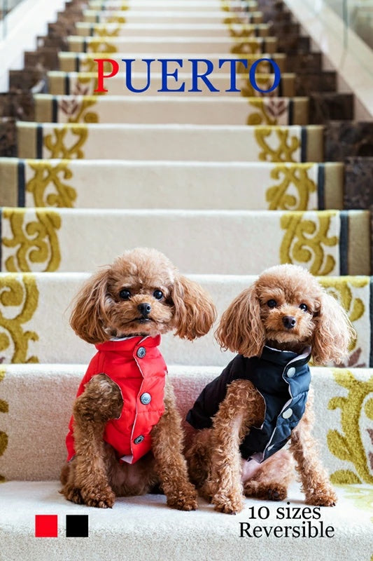 プエルト PUERTO シャルム リバーシブルダウンベスト(0/1/1h)【小型犬 犬服 ウエア アウター 上着 コート セレブ】 送料無料