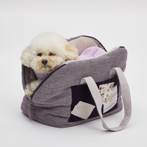 Louis Dog louisdog Patchwork Linenaround Bag [Pet carrier bag celebrity for  small dogs]