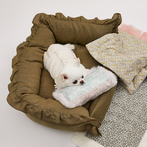 Louis Dog louisdog Linen Haven Boom/Olive [Small Dog Bed Sofa Cuddler  Cushion Celebrity]