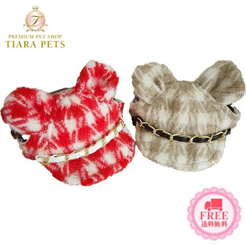 ★受注生産★ガーデン オブ エデン Garden of Eden 千鳥格子くまさんCAP【小型犬 セレブ ハット 帽子】 送料無料