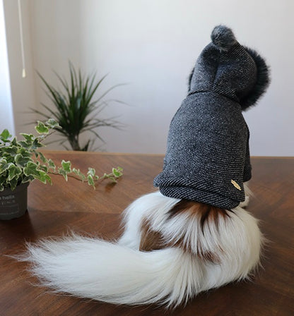 ミムット mimtto Fur lined hoodie【小型犬 犬服 ウエア コート アウター パーカ 上着 セレブ】