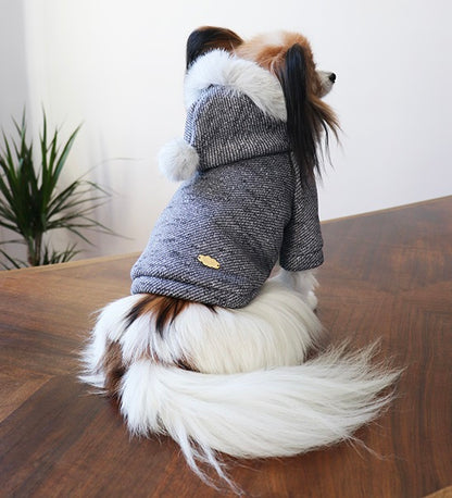 ミムット mimtto Fur lined hoodie【小型犬 犬服 ウエア コート アウター パーカ 上着 セレブ】