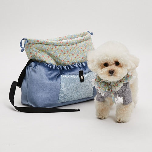 Louis Dog louisdog Denim Velour Sling Bag [Pet carrier bag sling celebrity  for small dogs]