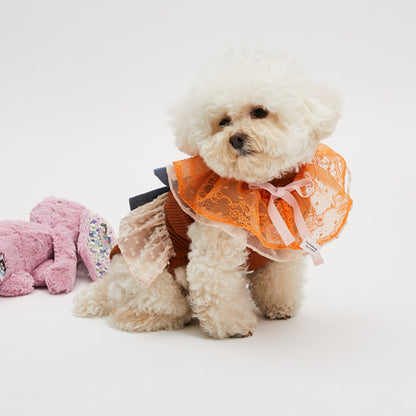 ルイスドッグ louisdog Orange Double Ruffle Cape【小型犬 襟 ケープ アクセサリー セレブ】