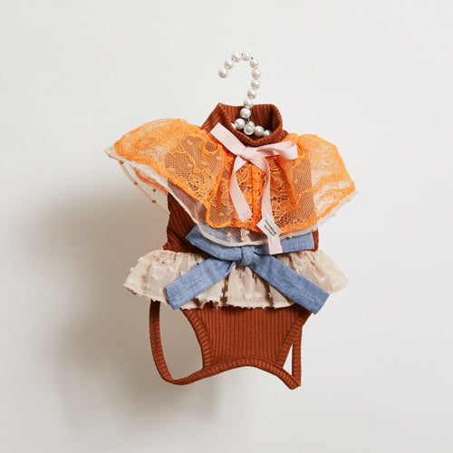 ルイスドッグ louisdog Orange Double Ruffle Cape【小型犬 襟 ケープ アクセサリー セレブ】