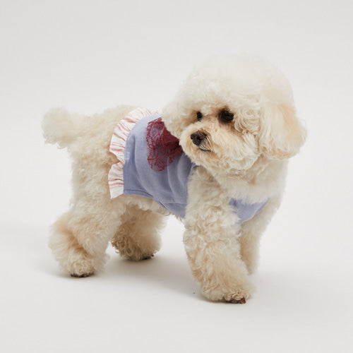 ルイスドッグ louisdog Organic Big Bow Top/Dream Blue【小型犬 犬服 ウエア トップス タンク キャミ セレブ】