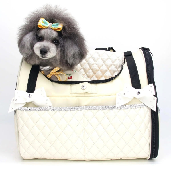 リュクスバーディ Luxe birdie キルトリュバンリュック WHITE【小型犬 犬用 ペット キャリーバッグ セレブ】