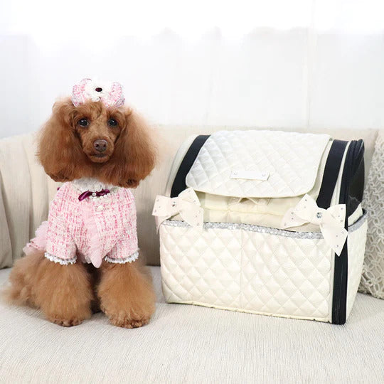 リュクスバーディ Luxe birdie キルトリュバンリュック WHITE【小型犬 犬用 ペット キャリーバッグ セレブ】