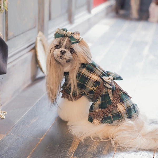 きゃんナナ CanNana クラシカルチェックバレッタ LB-272【小型犬 アクセサリー バレッタ ヘアピン ヘアーアクセサリー】