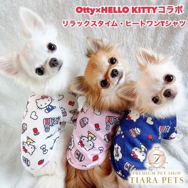 オッティOttyHELLOKITTYコラボ・リラックスタイム総柄ヒートワンTシャツ