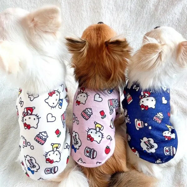 オッティ Otty HELLO KITTYコラボ・リラックスタイム 総柄ヒートワンTシャツ【小型犬 トップス Tシャツ ヒートワン コラボ】