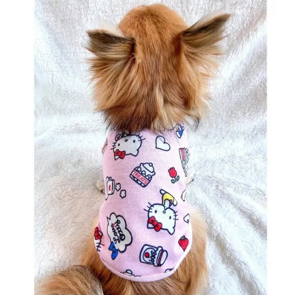 オッティ Otty HELLO KITTYコラボ・リラックスタイム 総柄ヒートワンTシャツ【小型犬 トップス Tシャツ ヒートワン コラボ】