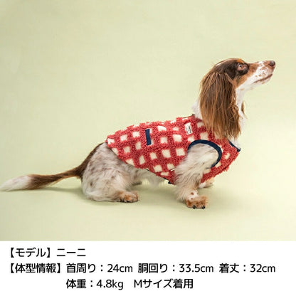 ティノティートTINOTITOもこもこチェック柄ベスト【小型犬犬服アウタートップスベスト】