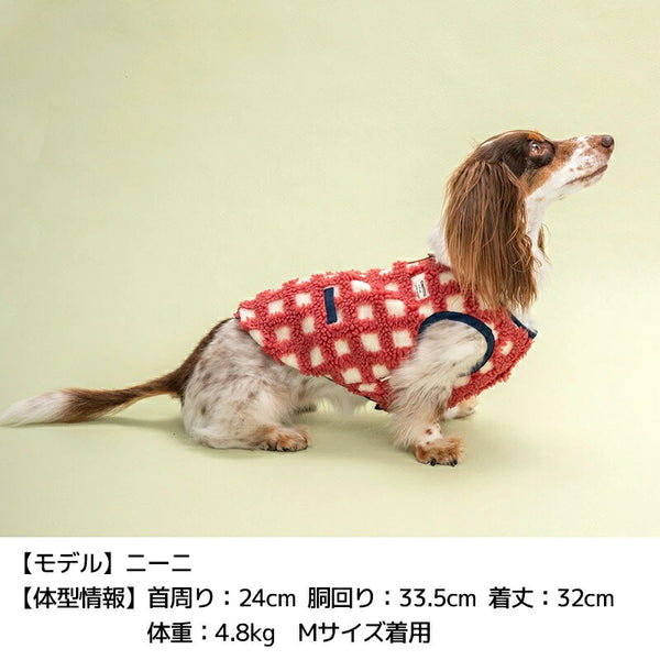 ティノティートTINOTITOもこもこチェック柄ベスト【小型犬犬服アウタートップスベスト】
