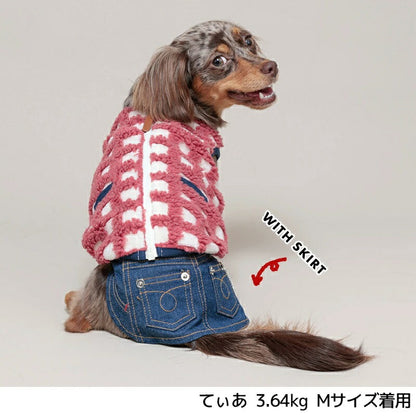 ティノティートTINOTITOもこもこチェック柄ベスト【小型犬犬服アウタートップスベスト】
