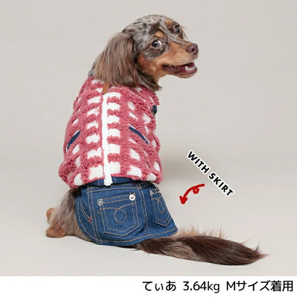 ティノティートTINOTITOもこもこチェック柄ベスト【小型犬犬服アウタートップスベスト】