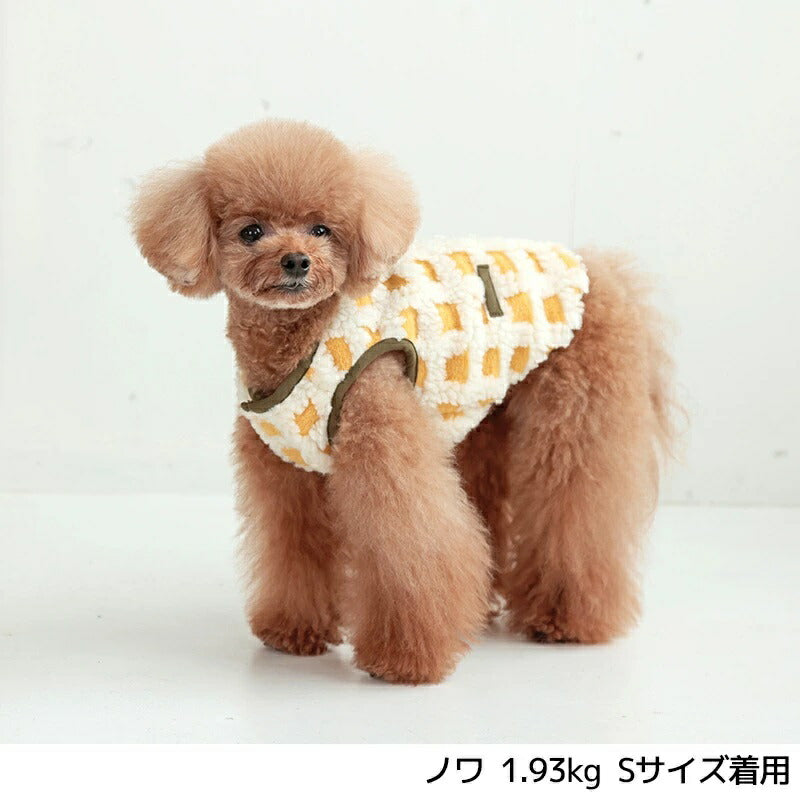 ティノティートTINOTITOもこもこチェック柄ベスト【小型犬犬服アウタートップスベスト】