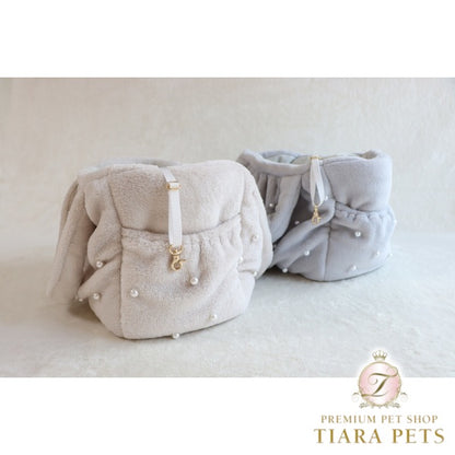 ミムット mimtto Eco-fur bag with pearls - Mサイズ【小型犬 犬用 キャリーバッグ マフラー セレブ】