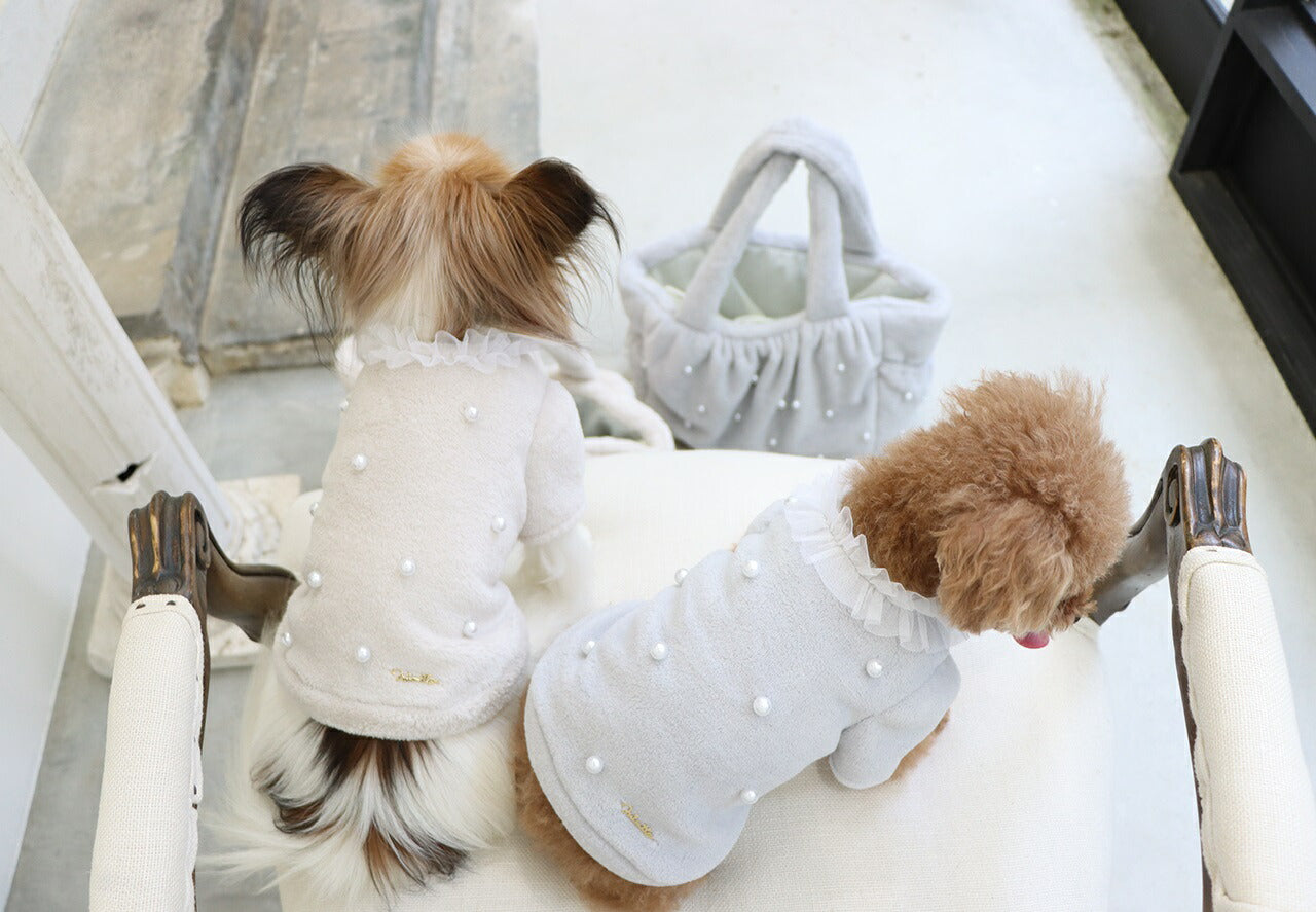 ミムット mimtto Eco-fur bag with pearls - Mサイズ【小型犬 犬用 キャリーバッグ マフラー セレブ】