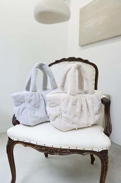 ミムット mimtto Eco-fur bag with pearls - Mサイズ【小型犬 犬用 キャリーバッグ マフラー セレブ】