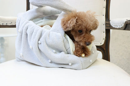 ミムット mimtto Eco-fur bag with pearls - Mサイズ【小型犬 犬用 キャリーバッグ マフラー セレブ】