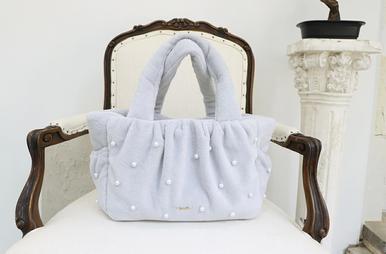 ミムット mimtto Eco-fur bag with pearls - Mサイズ【小型犬 犬用 キャリーバッグ マフラー セレブ】