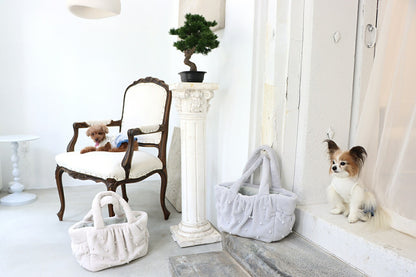 ミムット mimtto Eco-fur bag with pearls - Mサイズ【小型犬 犬用 キャリーバッグ マフラー セレブ】