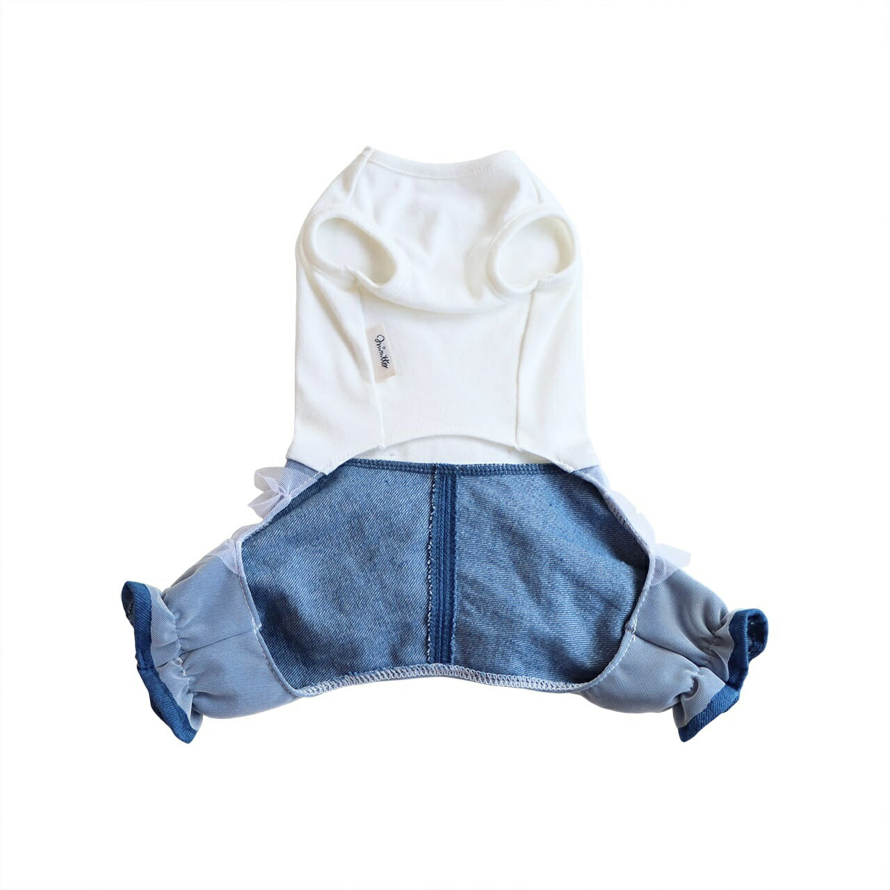 ミムット mimtto Layered tulle and denim jumpsuit【小型犬 犬服 トップス ロンパース ワンピース セレブ】