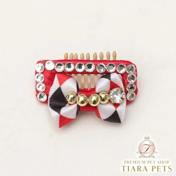 きゃんナナ CanNana アリス ラインストーンコームパッチン AC-036【小型犬 アクセサリー コーム パッチン留め ヘアーアクセサリー】