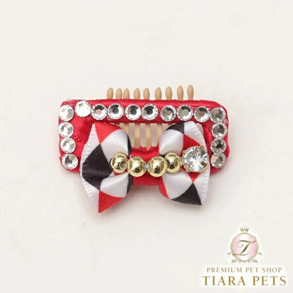 きゃんナナ CanNana アリス ラインストーンコームパッチン AC-036【小型犬 アクセサリー コーム パッチン留め ヘアーアクセサリー】