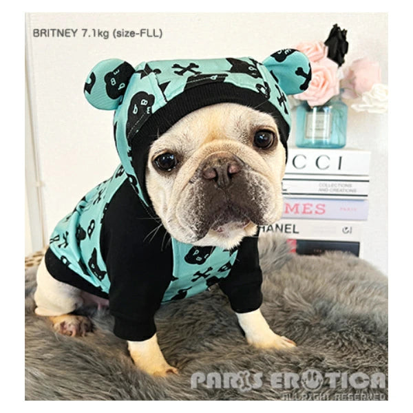 パリエロ PARIERO BUHI Monogram Hoodie for French Bulldog【小型犬 犬服 トップス フーディ パーカー セレブ】