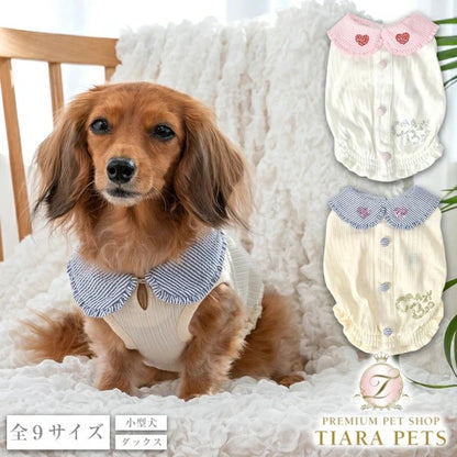 クレイジーブー CRAZYBOO 丸襟シャーリングタンク【犬服 小型犬 ウエア トップス タンクトップ セレブ】