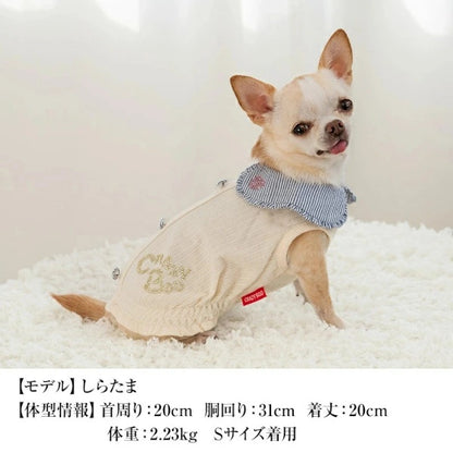 クレイジーブー CRAZYBOO 丸襟シャーリングタンク【犬服 小型犬 ウエア トップス タンクトップ セレブ】