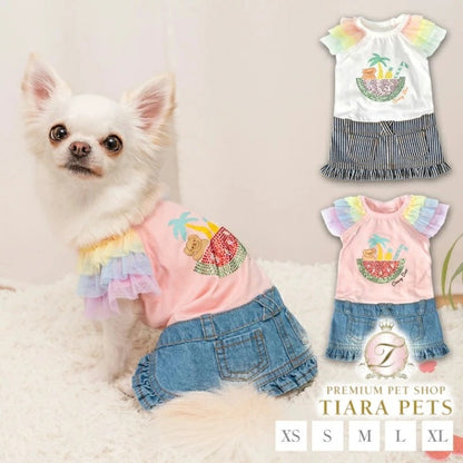 クレイジーブー CRAZYBOO キラキラトロピカルワンピ【犬服 小型犬 ウエア ワンピース セレブ】