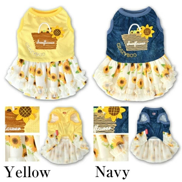 クレイジーブー CRAZYBOO ひまわりシフォンワンピ【犬服 小型犬 ウエア