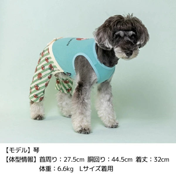 ディーズチャット D's CHAT トマト柄ストライプつなぎ【犬服 小型犬 ドッグウェア つなぎ ロンパース】