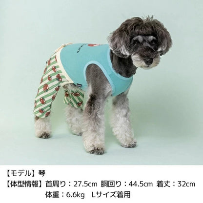 ディーズチャット D's CHAT トマト柄ストライプつなぎ【犬服 小型犬 ドッグウェア つなぎ ロンパース】