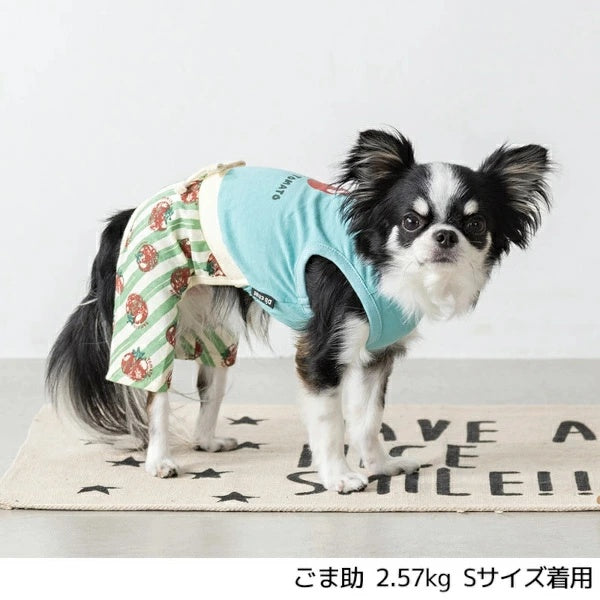 ディーズチャット D's CHAT トマト柄ストライプつなぎ【犬服 小型犬 ドッグウェア つなぎ ロンパース】