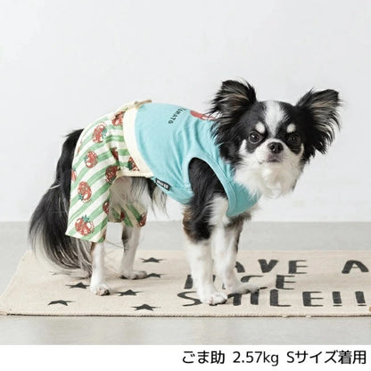 ディーズチャット D's CHAT トマト柄ストライプつなぎ【犬服 小型犬 ドッグウェア つなぎ ロンパース】