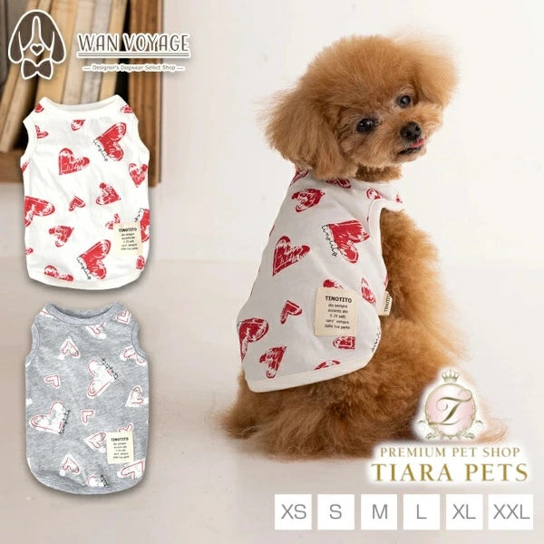 ティノティート TINOTITO ハートプリントタンク【小型犬 犬服 トップス タンクトップ カジュアル】