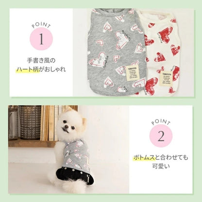 ティノティート TINOTITO ハートプリントタンク【小型犬 犬服 トップス タンクトップ カジュアル】