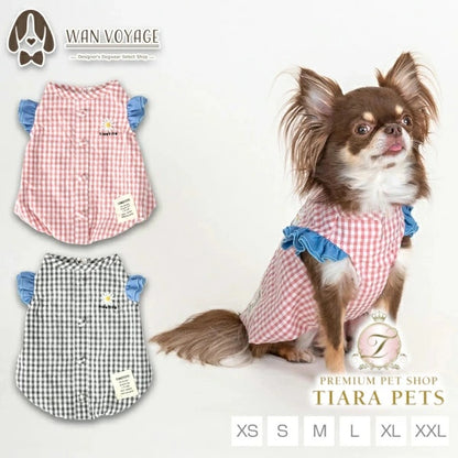ティノティート TINOTITO 袖フリルチェックタンク【小型犬 犬服 トップス タンクトップ カジュアル】