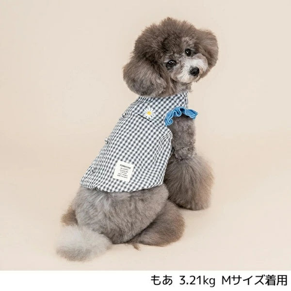 ティノティート TINOTITO 袖フリルチェックタンク【小型犬 犬服 トップス タンクトップ カジュアル】
