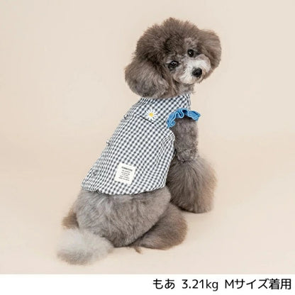 ティノティート TINOTITO 袖フリルチェックタンク【小型犬 犬服 トップス タンクトップ カジュアル】