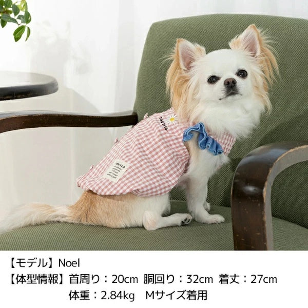 ティノティート TINOTITO 袖フリルチェックタンク【小型犬 犬服 トップス タンクトップ カジュアル】