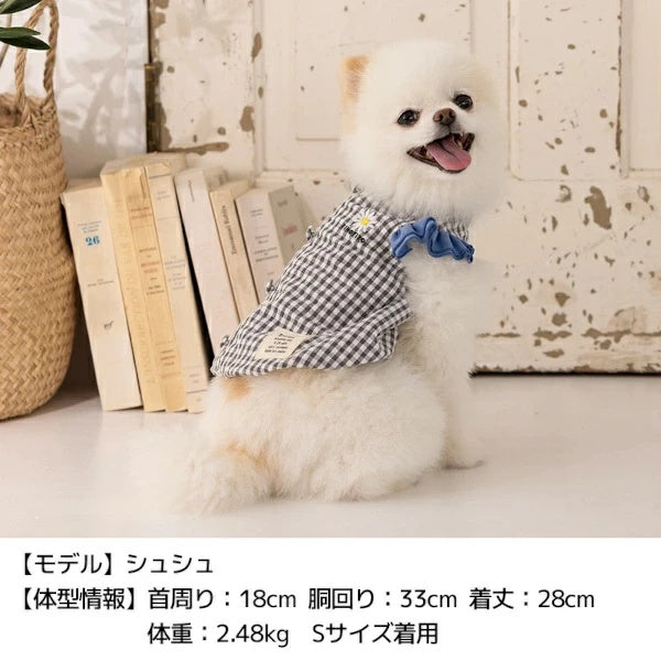 ティノティート TINOTITO 袖フリルチェックタンク【小型犬 犬服 トップス タンクトップ カジュアル】