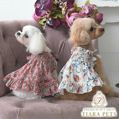 ローラアシュレイ LAURA ASHLEY スモッキング刺繍キャミワンピース【小型犬 犬服 ウエア ワンピース ドレス セレブ】