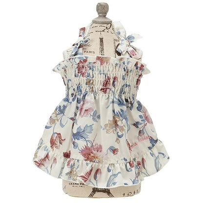 ローラアシュレイ LAURA ASHLEY スモッキング刺繍キャミワンピース【小型犬 犬服 ウエア ワンピース ドレス セレブ】